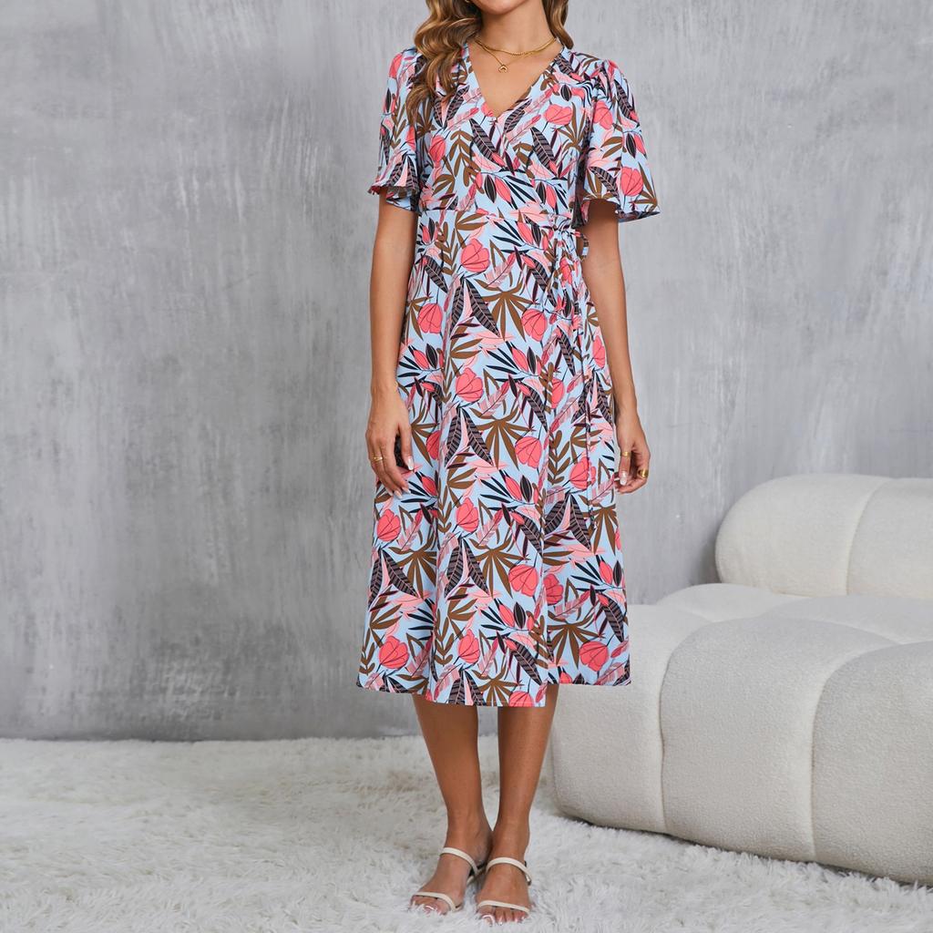 Женские повседневные летние платья с коротким рукавом, весеннее лоскутное бохо-цветочное коктейльное платье для вечеринки