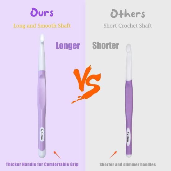 5 шт. эргономичных крючков для вязания, большой крючок для толстой пряжи 8,0 мм