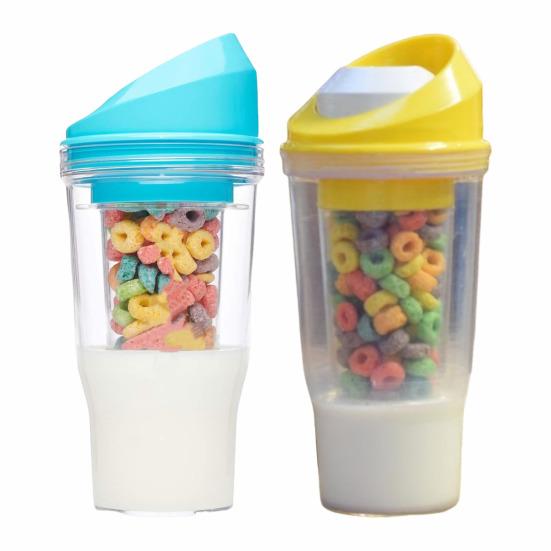 Двухслойный стакан для завтрака на ходу, герметичный контейнер для завтрака с отдельными отделениями для молока и хлопьев, портативный стакан для хлопьев и молока для быстрого