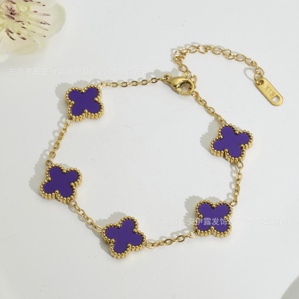 Браслет женский из 18-каратного золота «Четырехлистный клевер» Модный и трендовый браслет «Счастливый четырехлистный клевер»