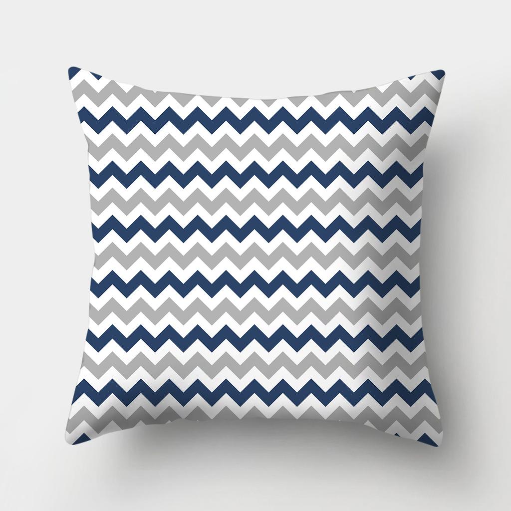 Blue Pattern Decorative Cushion Cover Stripe Geometric Pillow Case For Car Sofa Decor Pillowcase Home Throw Pillow Cover 45X45CM