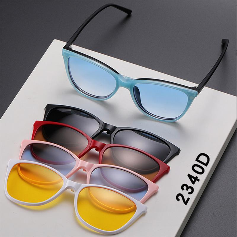 2340D Новые Ретро Солнцезащитные Очки для Женщин Кошачий Глаз Магнитная Клипса Солнцезащитные Очки Tr Оправа Кошачий Глаз -0.5 -1.0 -2 До -6
