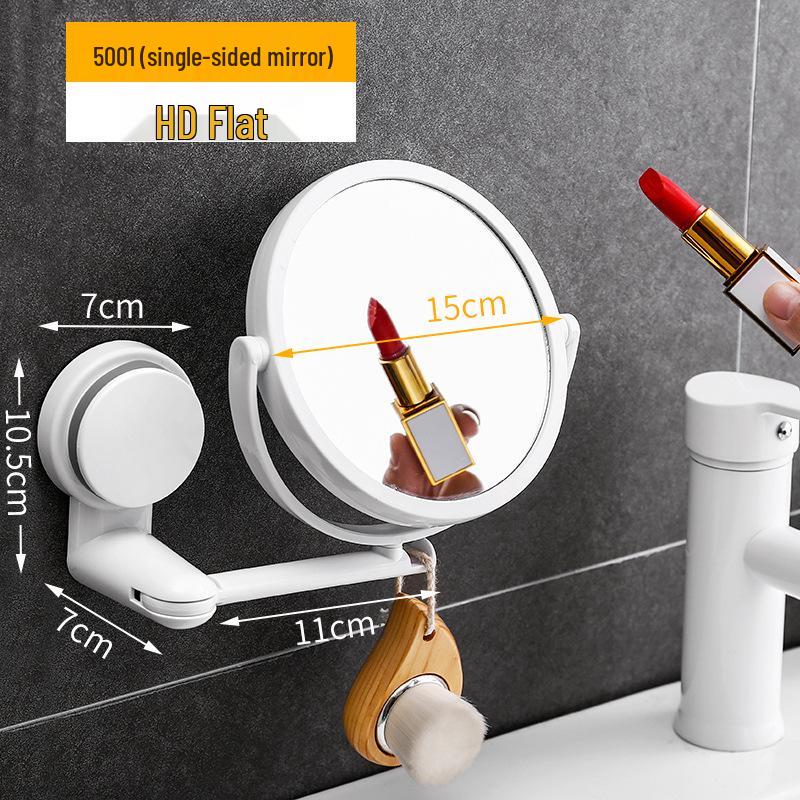 Foldable Wall-Mounted Suction Cup Makeup Mirror, Rotatable & Punch-Free for Student Dorms