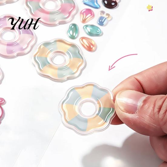 Clear Surface Stickers 3D Easy DIY Assembly Crystal Miniature Scenes Hands-on Craft Kits Stacked Puffy PVC Decorative for Kids Adults Supplies