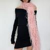 Women Long Scarf Solid Color Thickened Imitation Mink Fur Velvet Decor Scarf Warm Thin Scarf Fashion Accessory