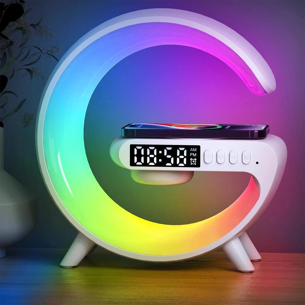 Многофункциональная 3-в-1 беспроводная зарядная подставка Bluetooth-динамик RGB ночник быстрая зарядная станция для смартфонов iPhone Samsung Xiaomi Huawei