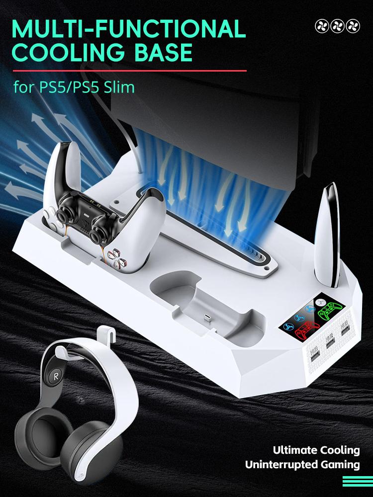 DATA FROG для PS5 Подставка Охлаждающая станция с RGB-подсветкой Вентиляторный концентратор Двойные контроллеры Зарядное устройство для PS5 Slim Аксессуары