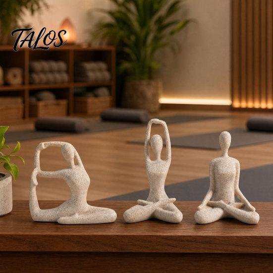 Набор из 3 абстрактных скульптур танцующих фигур йоги Talos, Полая фигурка танцовщицы с глянцевым золотым, матовым серебристым, черным и телесным покрытием, Современный декор для рабочего стола, спальни, гостиной