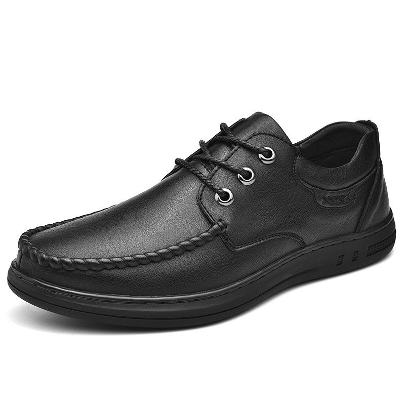 Кожаная обувь, мужские весенние новые британские мужские деловые повседневные кожаные туфли на мягкой подошве, кожаные туфли для папы, мужская обувь для ленивых