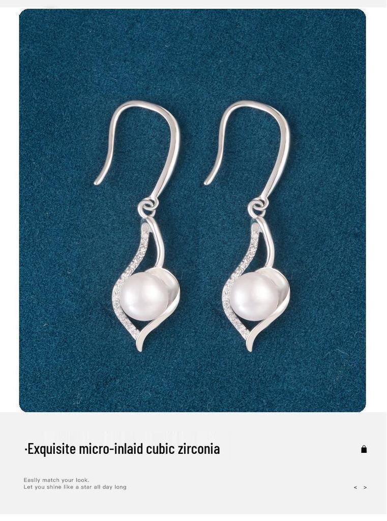 Серьги-подвески из стерлингового серебра S925 с жемчугом-багетом для женщин - Высококачественный модный дизайн в форме капли воды, стройнящий (2026)