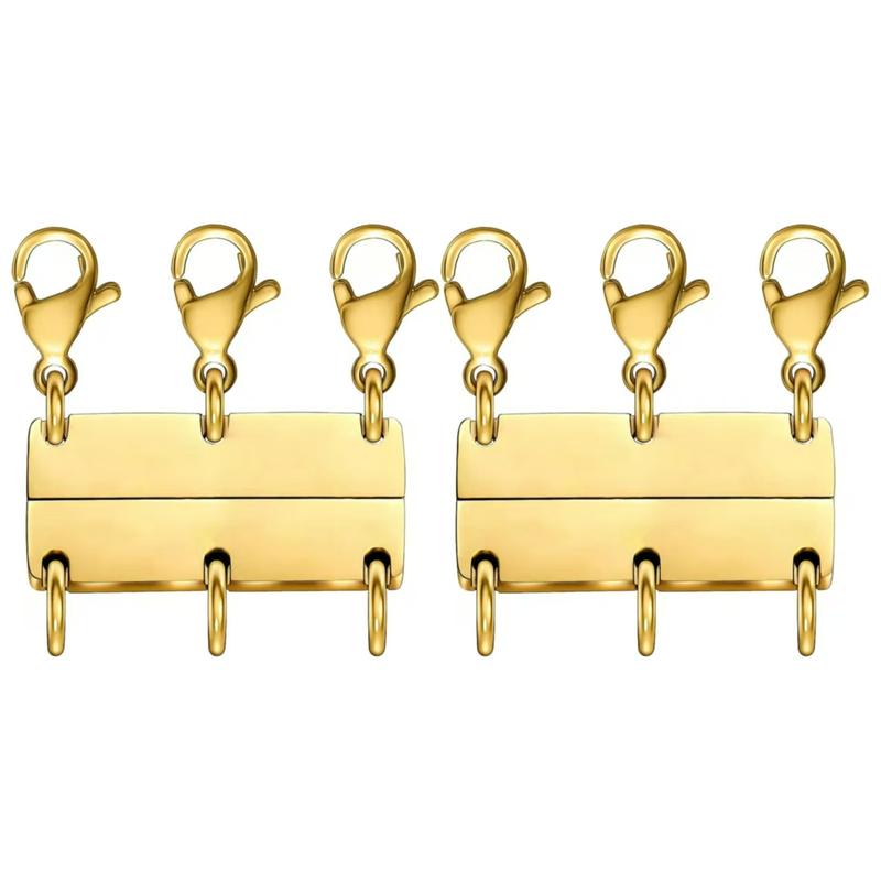18K Gold Necklace Separator for Layering Lightweight Necklace Stacker Detangler Clas Magnetic Multiple Necklace Layering Bracelet Connector Girls’
