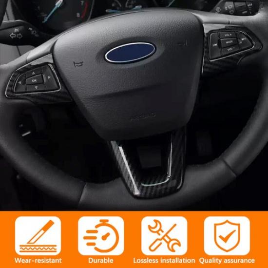 3Pcs Carbon Fiber Color Steering Wheel Cover Fit For Ford Focus ST RS 2015-2017