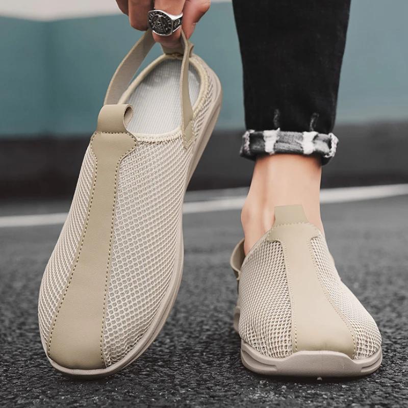 Fashion 2024 New Mesh Men's Sandals Breathable Hollow Men Casual Shoes Fashion Outdoor Beach Shoes Comfortable Non-slip Men Tenis Shoes