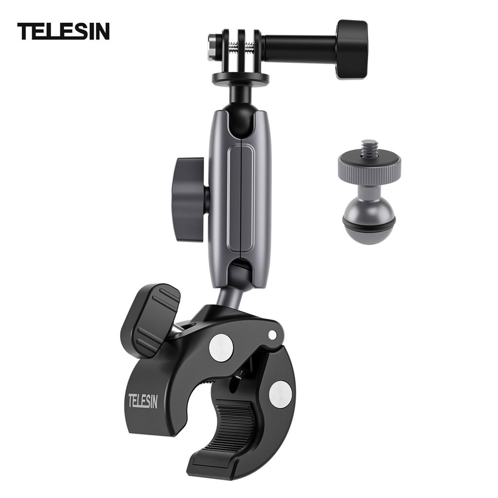 TELESIN GPHBM001 Велосипедный руль Super Clamp Mount из алюминиевого сплава, двойная вращающаяся на 360 градусов шаровая головка
