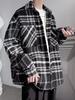 Мужская модная черно-белая клетчатая рубашка-куртка в гусиную лапку - Стильный осенний наряд для пары