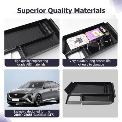 Для 2025 2025 2025 Cadillac CT5 Органайзер-лоток для центральной консоли Хранение монет Вторичный бокс-подлокотник ABS Аксессуары Автомобильный ящик для хранения
