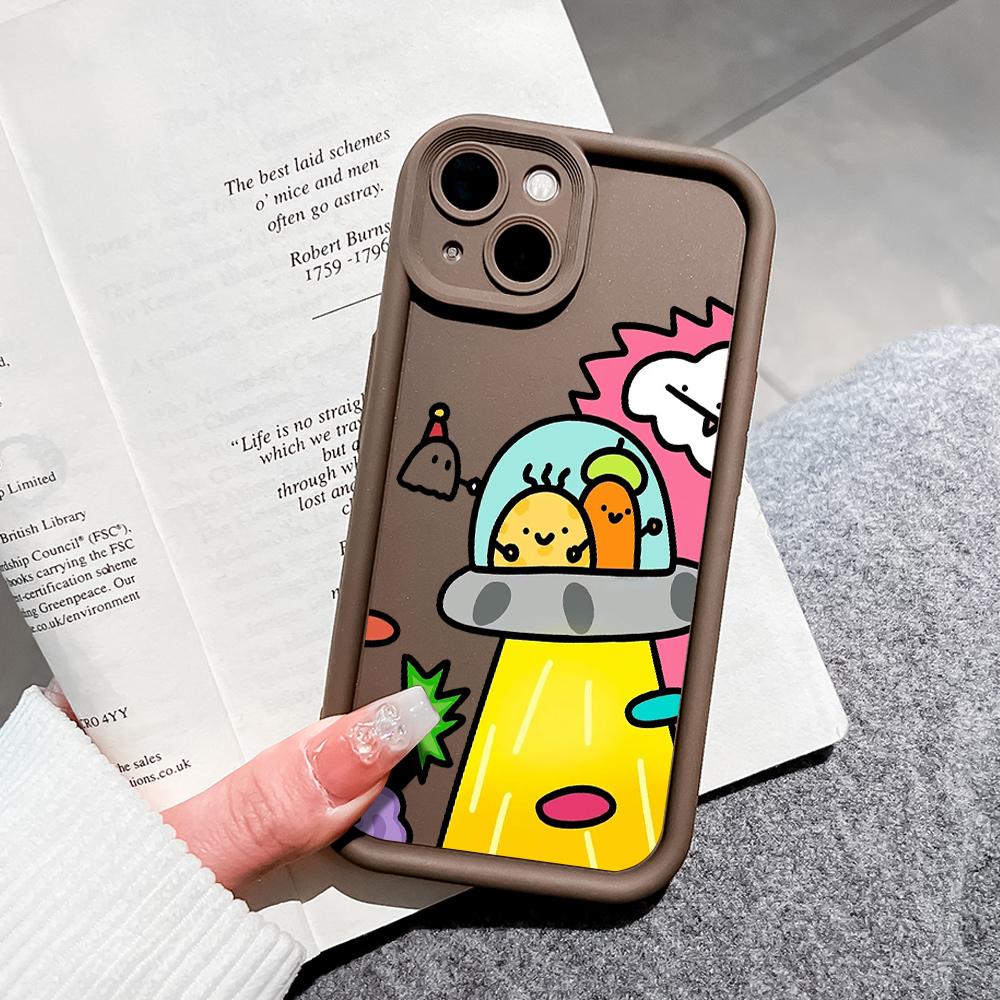 For Huawei P50 Pro P40 Lite Honor 8X 9X X9 Tecno Spark Go Infinix Smart 8 Vivo V29 V30 Y02 Y16 Soft Silicone Square Cartoon Spaceship Shockproof Case
