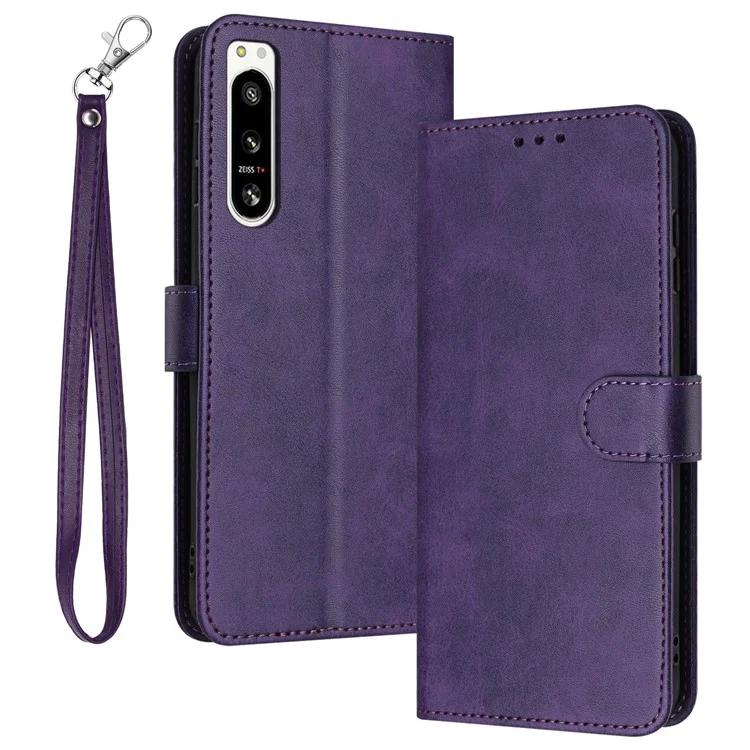 Для Sony Xperia 5 IV 5G антицарапающий кожаный чехол-кошелек для телефона оптом с функцией подставки - зеленый