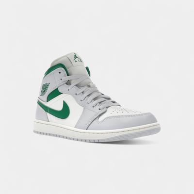 Jordan 1 Mid Белый Чистый Платиновый Сосново-Зеленый