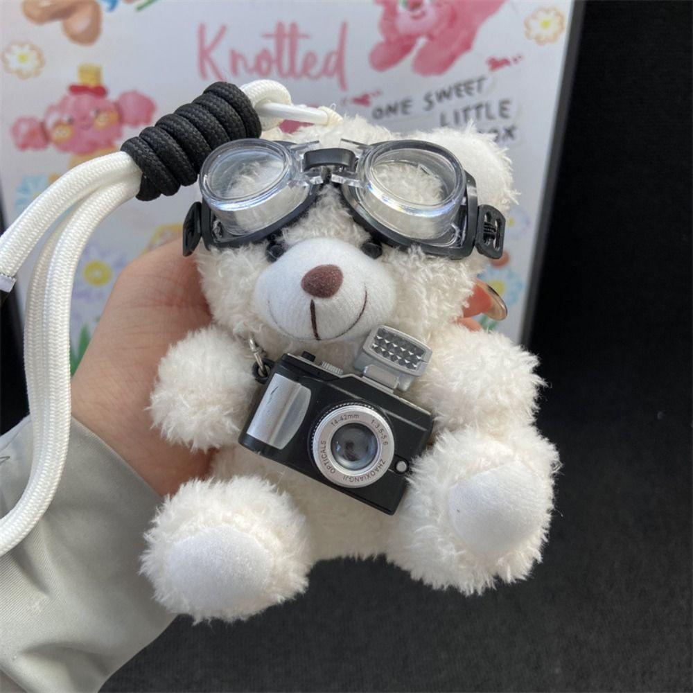 With Glasses Pilot Bear Keychain Animals Bear Doll Bag Pendant Car Keyring