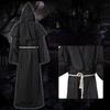 4Pcs/Set Halloween Cloak Costume Medieval Monk Robe Wizard Cosplay Dance Fabric Cape with Strong Drape Big Hat Necklace Waist Rope