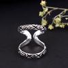 Handmade Floral Oxidized Silver Ring Adjustable Double Band Tribal Design Statement Jewelry Gift for Men & Women