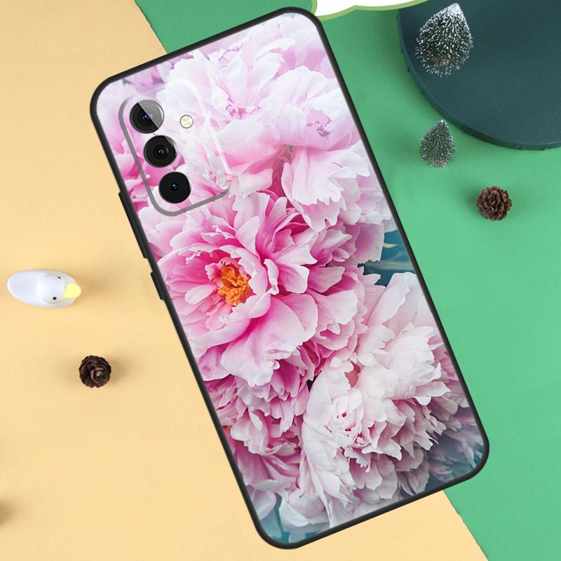 Elegant Pink Purple Peony Flower Case For Samsung Galaxy A55 A35 A25 A15 A51 A71 A12 A32 A52 A13 A33 A53 A54 A34 A14 Cover