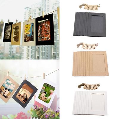 10 шт. Комбинированная бумажная рамка с зажимами, DIY, крафт-бумага, фоторамки, подвесная, настенная, фотоальбом, домашний декор, поделка