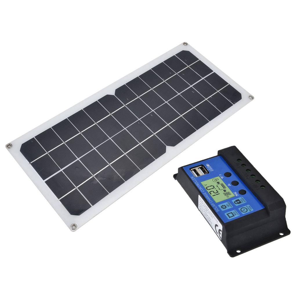 10W Solar Panel Set with 10A Controller Exhaust Fan for Car Yacht RV Boat Moblie Phone Battery
