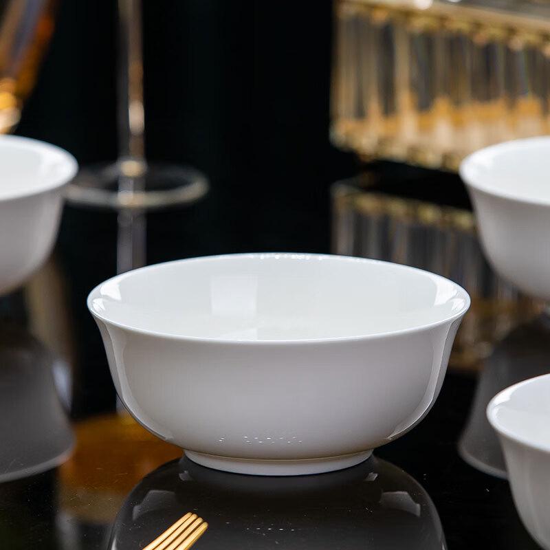 Минималистичные чисто-белые керамические пиалы Jingdezhen, 6 дюймов (4-Pack)