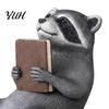 Reading Raccoon Ornament Shelf Sitter, 3D Printed Bookworm Figurine with Vintage Vibe, Personalized Gift for Readers Cute Desk Bookshelf Decor,