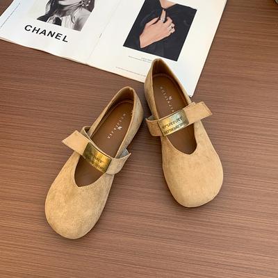 Туфли Мэри Джейн на мягкой подошве с металлической пряжкой женские 2025 весна новая пряжка на ремешке с круглым носком темпераментные одинарные туфли балетки бабушкины туфли