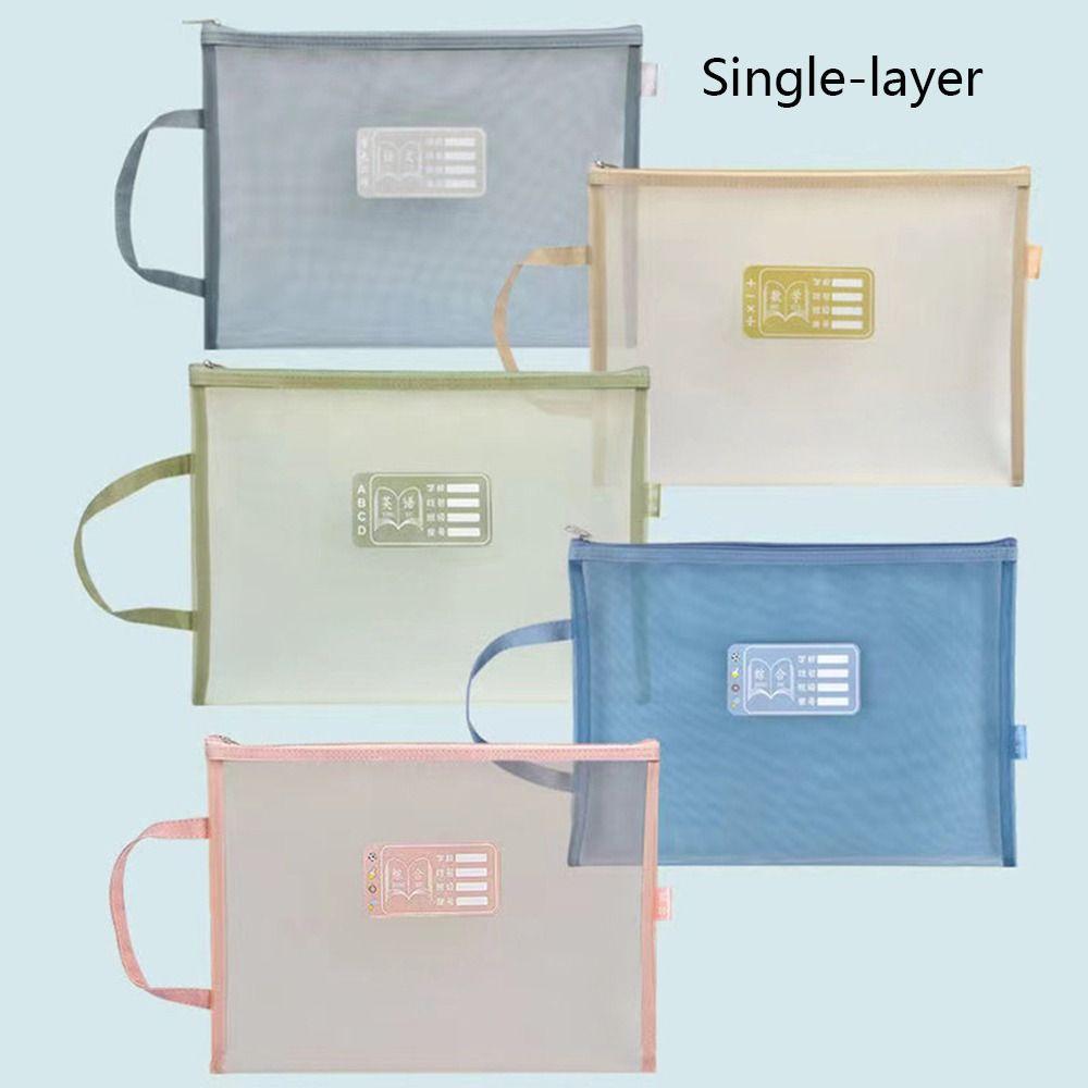Mesh Test Paper Storage Bag Double-layer File Organizer Translucent Color A4 File Folder