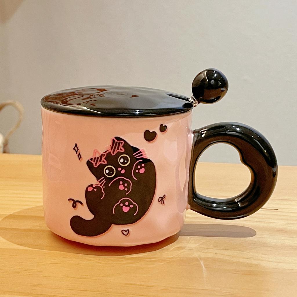 Новый подарок на день рождения для девочек Милая чашка с кошкой Керамическая кружка с крышкой Практичный сувенир Подарочная коробка