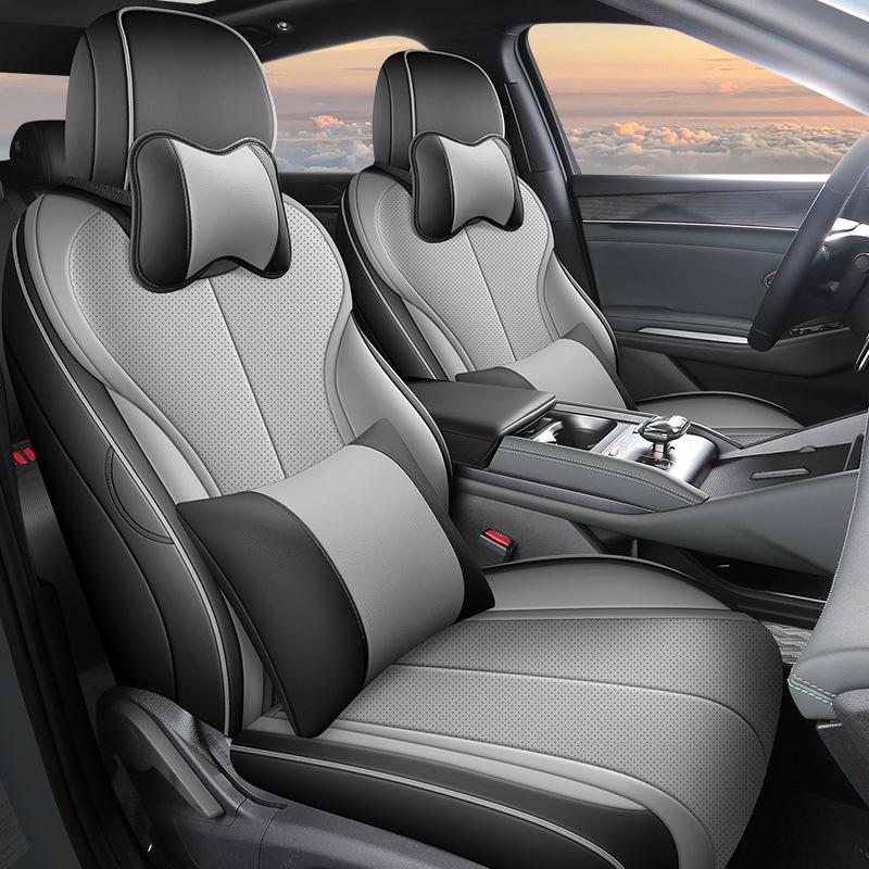 BYD Qin L Compatible Full Leather Car Seat Cushion - All-Season, Five-Seat Design