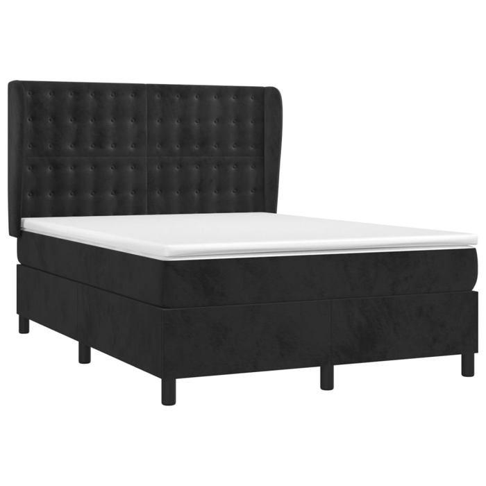 Maison Exclusive - Sommier à lattes de lit avec matelas Noir 140x200 cm Velours