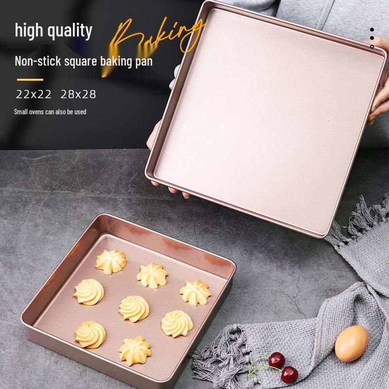 Non-Stick 28×28 Square Baking Tray for Cakes, Biscuits, Nougat, Snowflake Crisp, and BBQ.