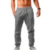 Men'S Hip Hop Breathable Cotton Hemp Sports Pants Trendy Fashion Solid Color Simple Thin Casual Pants