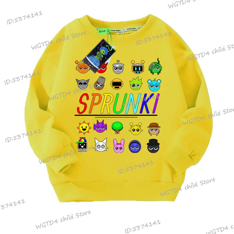 Sprunki Cute Game Figure Print Kids Sweatshirt Cartoon Sprunki Boys Incredibox Long Sleeve Pullover Girls Funny Hoodie