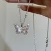 Color Zircon Metal Butterfly Pendant Necklace Women'S Light Luxury Niche Elegant Temperament Versatile Fashion Neck Chain Collarbone Chain