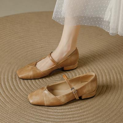 Ретро туфли Мэри Джейн женские на низком каблуке осенью 2025 года, новые модели огромные и красивые, универсальные, с открытым подъемом, квадратные