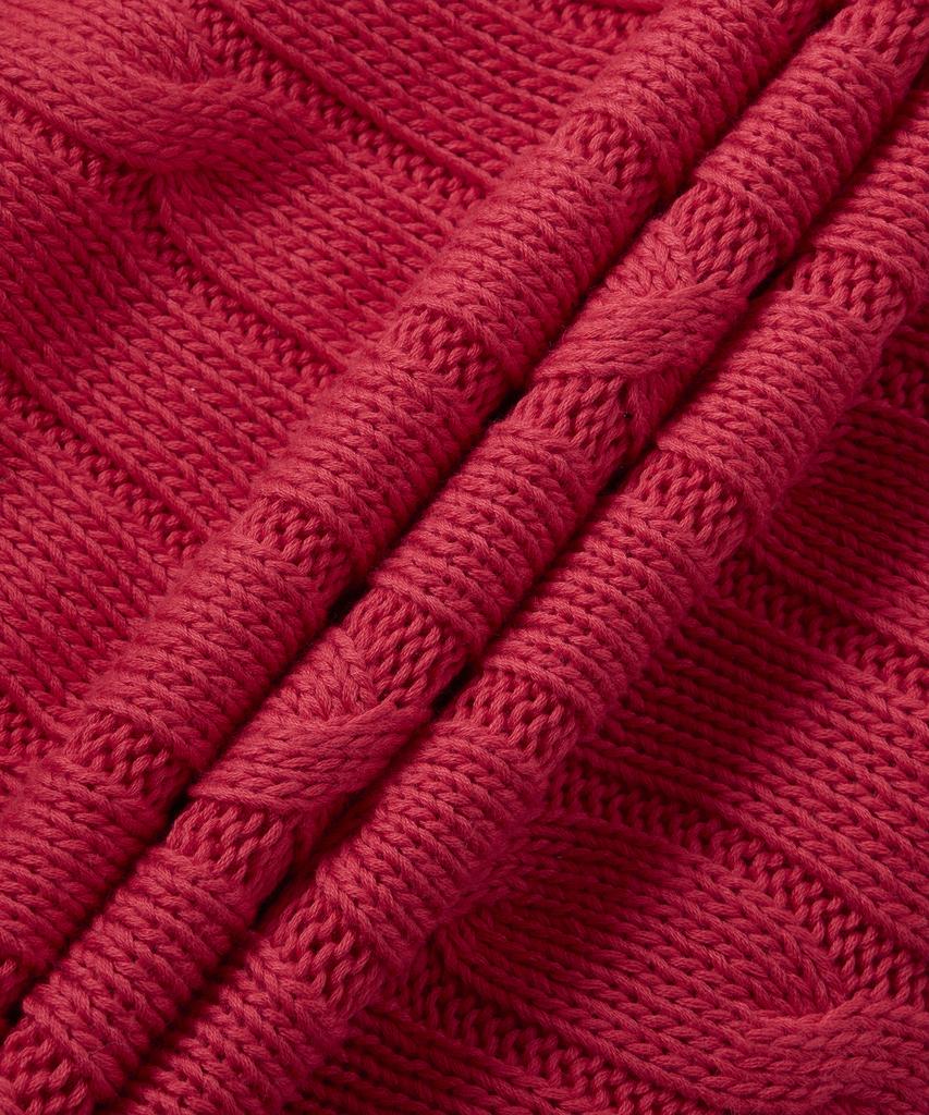 POLO RALPH LAUREN Cable Knit Cotton Short Sleeve Sweater - Red