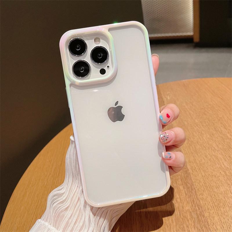 Роскошный прозрачный чехол для телефона INS Dazzling Rediation Frame Macaroon Color для iPhone 15 14 11 12 13 Pro Max Plus с задней крышкой