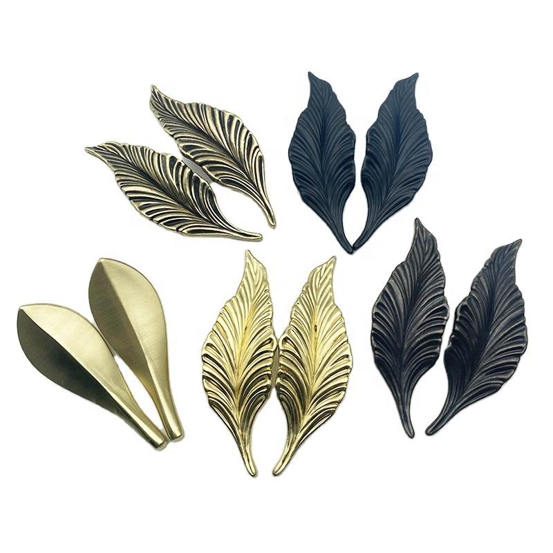 Zinc alloy leaf symmetrical antique bronze cabinet door drawer installation handle wardrobe door handle home decoration