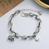 S925 Sterling Silver Retro Elephant Smiley Design Bracelet Fashion Wild Thai Silver Jewelry Women