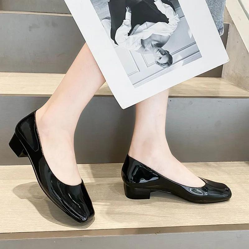 WTEMPO Офисные женские водонепроницаемые нескользящие мягкие рабочие туфли на толстом каблуке женские большие размеры однотонные повседневные туфли