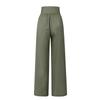 Summer Cotton Linen Wide Leg Pants Women Loose Palazzo Pant Pocket Elastic Waist Button Casual Pants