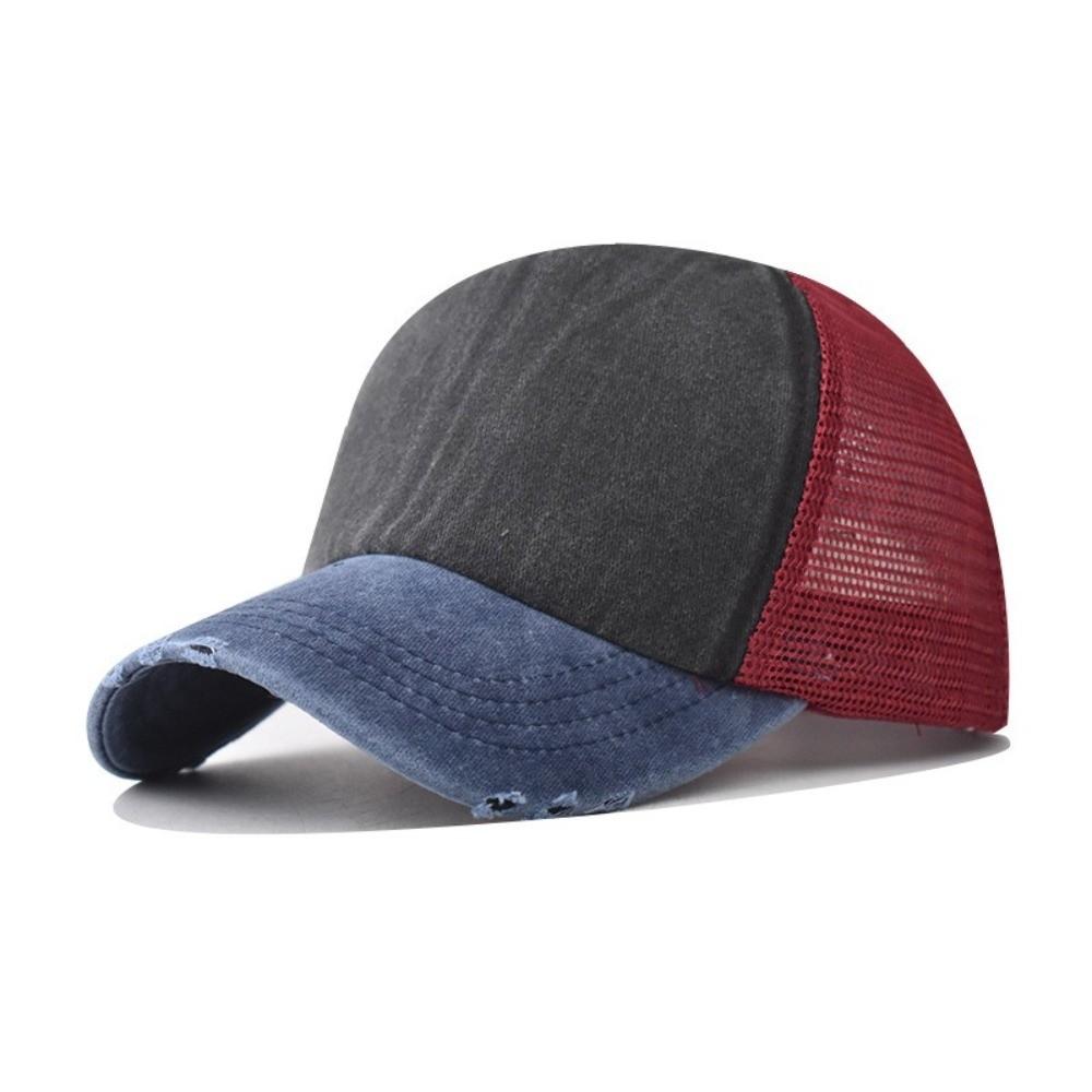 Breathable Mesh Sun Hat Color-blocked Snapback Hat Summer Baseball Cap