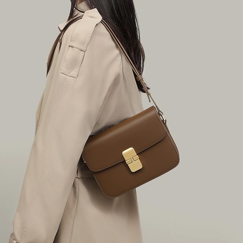Bag Women'S Bag Popular Crossbody Underarm Small Square Bag Leather Maillard Shoulder Tofu Bag