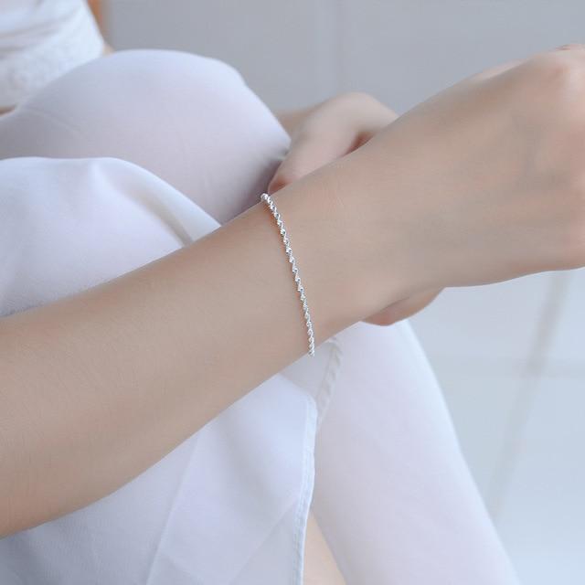 925 Sterling Silver Fashion Simple Elegant Twisted Chain Bracelets Jewelry For Woman Wave Anklet Gifts